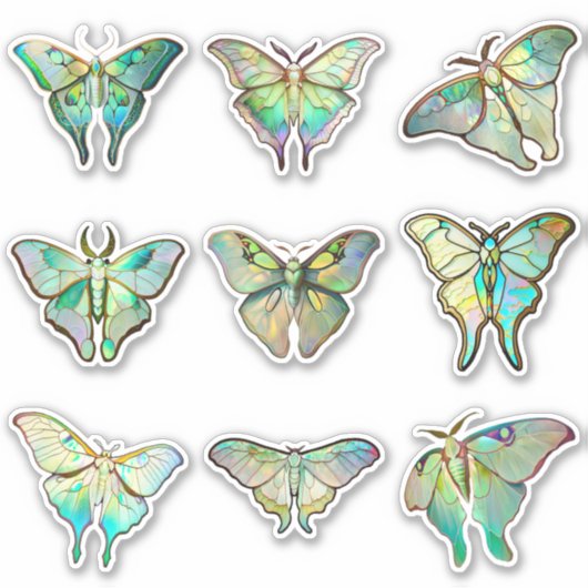 Glass Luna Moths Aufkleber (Vorderseite)