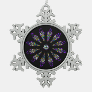 Glass Mandala Pewter Snowflake Ornament
