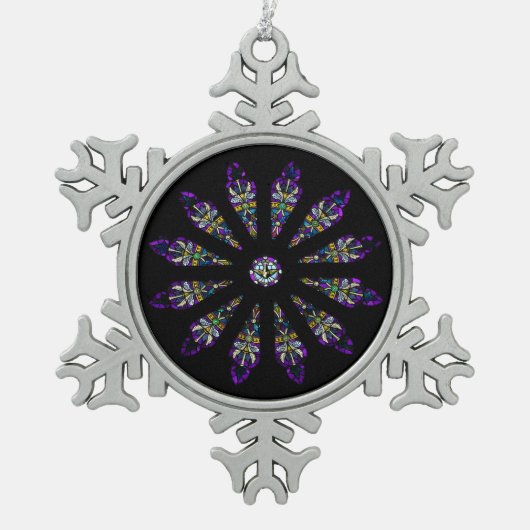 Glass Mandala Pewter Snowflake Ornament (Vorderseite)