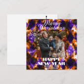 Glass Misty Foto Lila Gold Feiertagskarte (Vorne/Hinten)