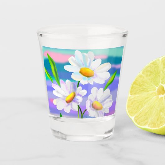 Glass mit Daisy-Blume Schnapsglas (Vorderseite)