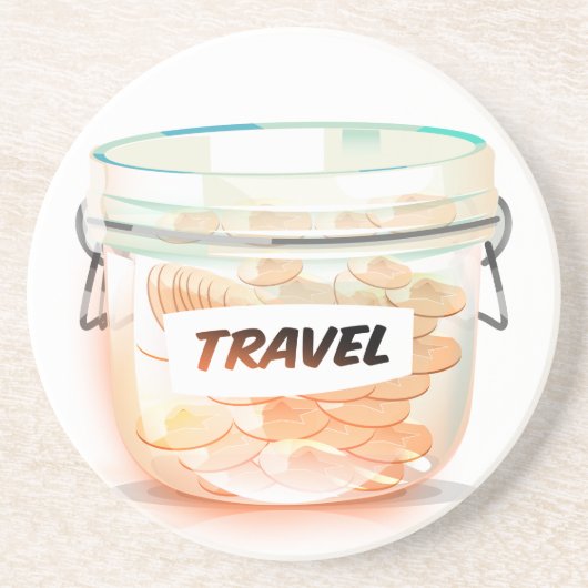 Glass Money Travel Jar Getränkeuntersetzer (Vorne)