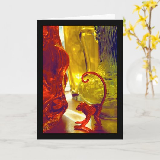 Glass Monkey Karte (Gelbe Blume)