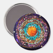 Glass Mosaic Magnet "Celestial Clockwork" (Vorderseite/Rückseite)
