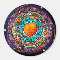 Glass Mosaic Magnet "Celestial Clockwork"