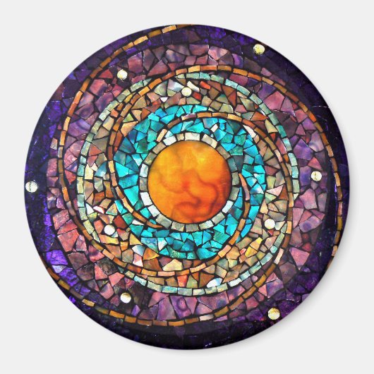 Glass Mosaic Magnet "Celestial Clockwork" (Vorne)