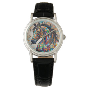 Glass-Mosaikpferd aus Multicolor 15 Armbanduhr