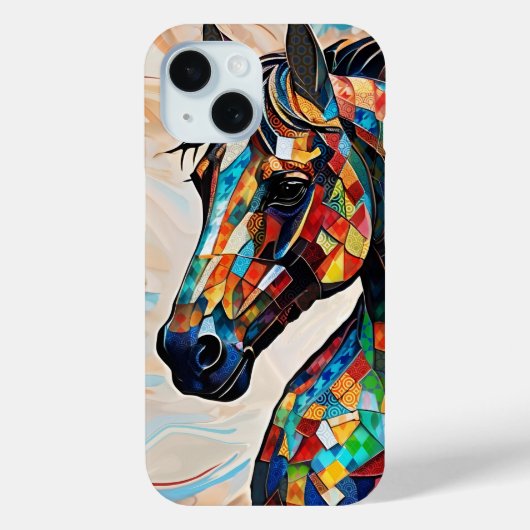 Glass-Mosaikpferd aus Multicolor 15 Case-Mate iPhone Hülle (Rückseite)