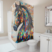 Glass-Mosaikpferd aus Multicolor 15 Duschvorhang (Beispiel)