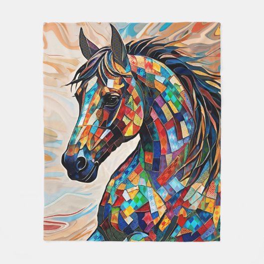 Glass-Mosaikpferd aus Multicolor 15 Fleecedecke (Vorderseite)