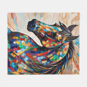 Glass-Mosaikpferd aus Multicolor 15 Fleecedecke (Vorderseite (Horizontal))