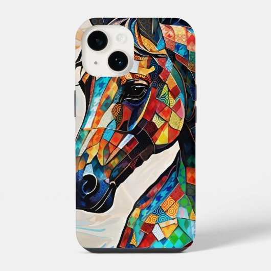 Glass-Mosaikpferd aus Multicolor 15 iPhone Hülle (Rückseite)