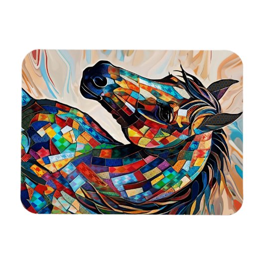 Glass-Mosaikpferd aus Multicolor 15 Magnet (Horizontal)