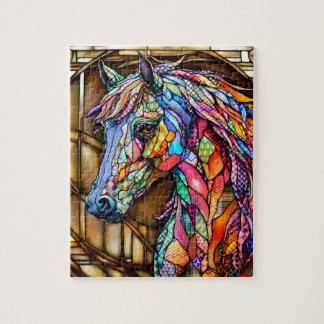 Glass-Mosaikpferd im Multicolor 14 Puzzle