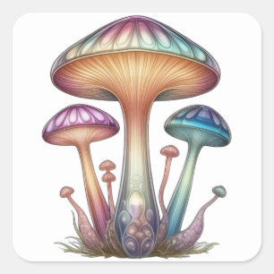 Glass Mushrooms Quadratischer Aufkleber
