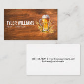 Glass Of Beer | Weizen | Hintergrund Holz Visitenkarte (Vorne/Hinten)