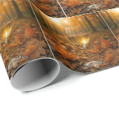 Glass of White Wine In Autumn Leaves Geschenkpapier (Rolleneckpunkt)