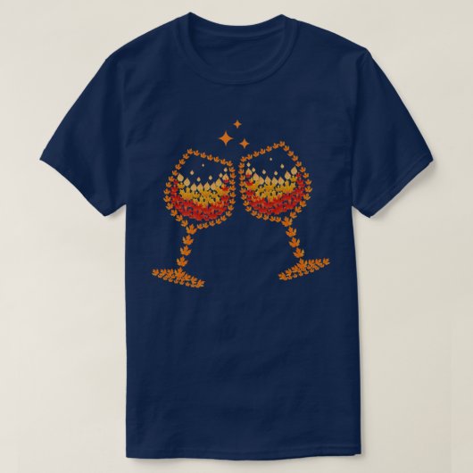 Glass Of Wine Maple Leaf Autumn Fall Funny Drink W T-Shirt (Design vorne)
