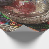 Glass ornaments in silver box with folk art geschenkpapier (Ecke)