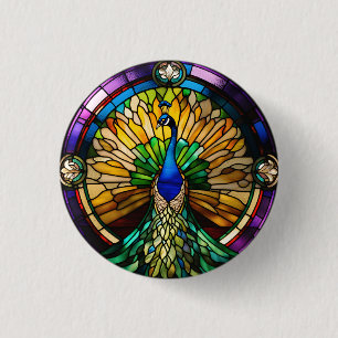 Glass Peacock Button