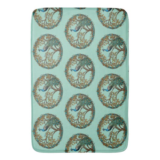 Glass Peacock Herbstbaum Badematte (Vorderseite Vertikal)