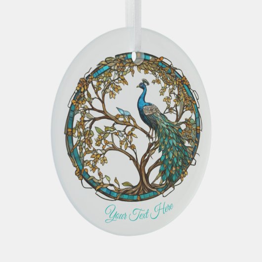 Glass Peacock Herbstbaum Ornament Aus Glas (Vorderseite Rechts)