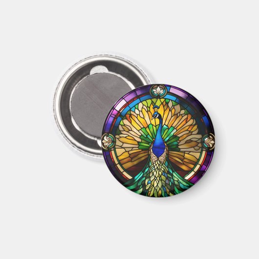 Glass Peacock Magnet (Vorderseite/Rückseite)