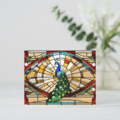 Glass Peacock Postkarte (Stehend Vorderseite)