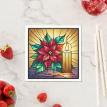 Glass Poinsettia und Candle Decoupage