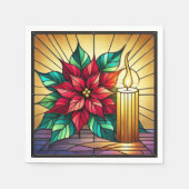 Glass Poinsettia und Candle Decoupage Serviette (Vorderseite)