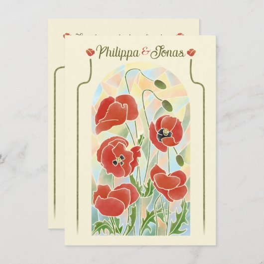Glass Poppies Einladung (Vorne/Hinten)