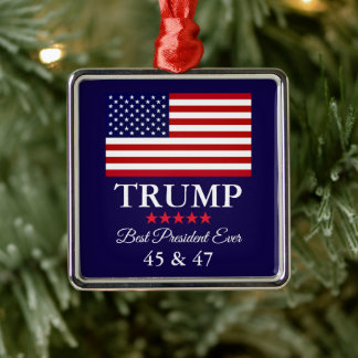 GLASS PRESIDENT DONALD TRUMP CHRISTMAS ORNAMENT AUS METALL