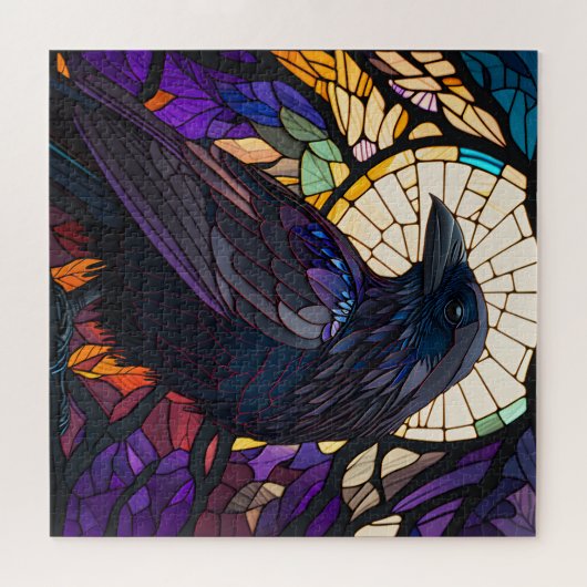 Glass Raven, Hexe vertraut, groß Puzzle (Horizontal)