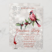 Glass Red Kardinal Holly Berry Bokeh Weihnachten Einladung (Vorne/Hinten)