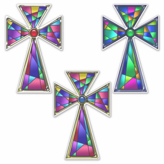 Glass Religious Crosses Oaster Aufkleber (Vorderseite)