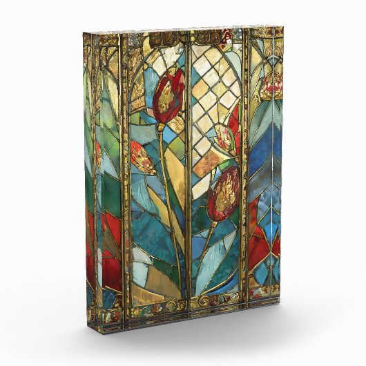 Glass Rote Hauptopftiere bei Sonnenaufgang Fotoblock (Links)