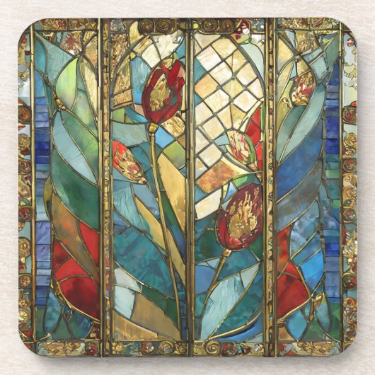 Glass Rote Hauptopftiere bei Sonnenaufgang Getränkeuntersetzer (Vorderseite)