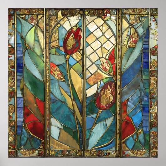 Glass Rote Hauptopftiere bei Sonnenaufgang Poster (Vorne)