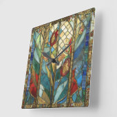 Glass Rote Hauptopftiere bei Sonnenaufgang Quadratische Wanduhr (Winkel)