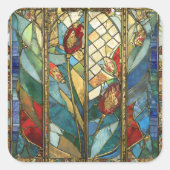 Glass Rote Hauptopftiere bei Sonnenaufgang Quadratischer Aufkleber (Vorderseite)