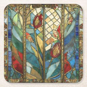 Glass Rote Hauptopftiere bei Sonnenaufgang Rechteckiger Pappuntersetzer