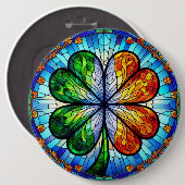 Glass Saint Patrick's Day Irish Clover Button (Vorne & Hinten)