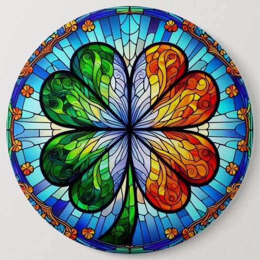 Glass Saint Patrick's Day Irish Clover Button (Vorderseite)
