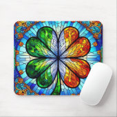 Glass Saint Patrick's Day Irish Clover Mousepad (Mit Mouse)