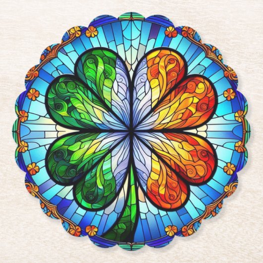 Glass Saint Patrick's Day Irish Clover Untersetzer (Vorderseite)