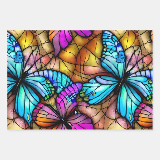 Glass-Schmetterlinge Geschenkpapier Set (Vorderseite 3)