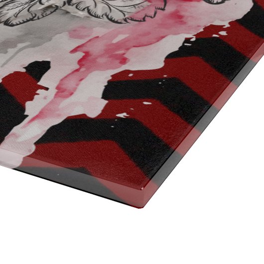 Glass Schneiden Schädel Rose Gothic Zickzack rot s Schneidebrett (Ecke)