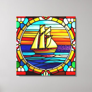 Glass-Segelschiff bei Sunset Leinwanddruck