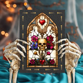 Glass Skeleton Bride & Groom Goth Wedding Einladung