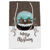 Glass Snowball Winter Village Brown Weihnachten Mittlere Geschenktüte (Vorderseite)
